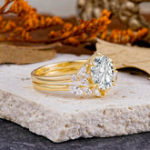 Luxury 6-Prong Oval-Cut Lab Diamond Engagement Ring Set